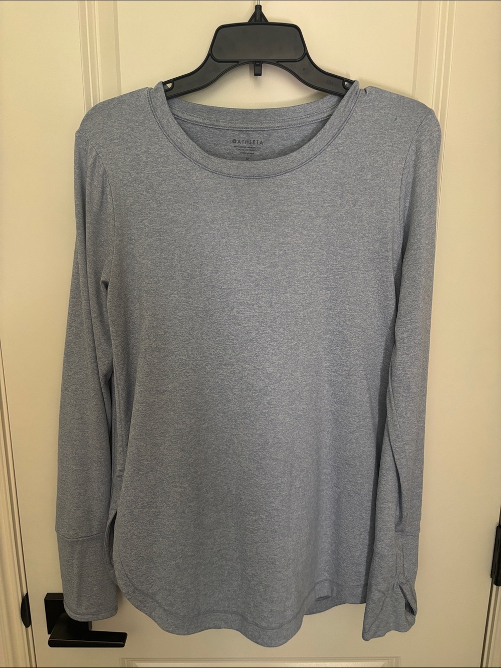 Athleta Light Heather Blue Crewneck Long Sleeve Top